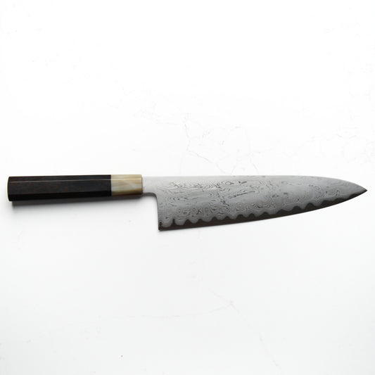 Satoshi Nakagawa Blue 1 Damascus Gyuto 240mm Tall - Ebony & Blonde