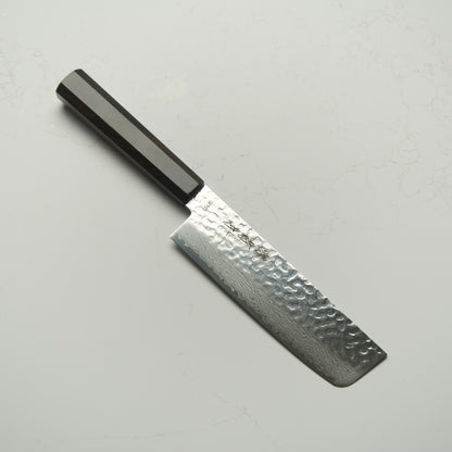 Sakai Kikumori VG10 Tsuchime Damascus Nakiri 165mm - Ebony Mono