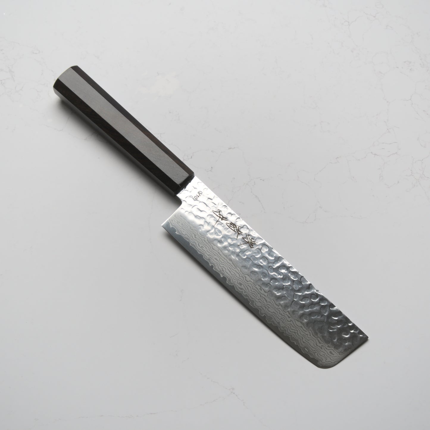 Sakai Kikumori VG10 Tsuchime Damascus Nakiri 165mm - Ebony Mono