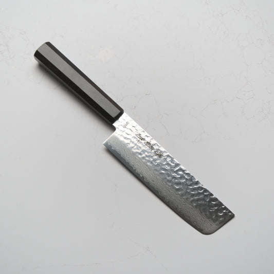 Sakai Kikumori VG10 Tsuchime Damascus Nakiri 165mm - Ebony Mono