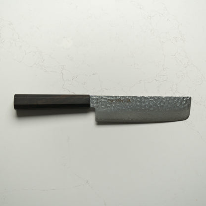 Sakai Kikumori VG10 Tsuchime Damascus Nakiri 165mm - Ebony Mono