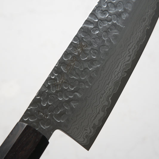 Sakai Kikumori VG10 Tsuchime Damascus Santoku 170mm - Ebony Mono