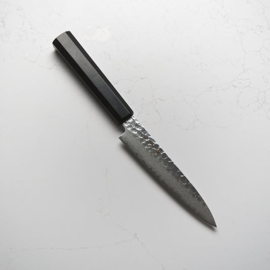 Sakai Kikumori VG10 Tsuchime Damascus Petty 150mm - Ebony Mono