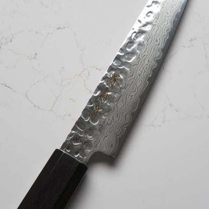 Sakai Kikumori VG10 Tsuchime Damascus Petty 150mm - Ebony Mono