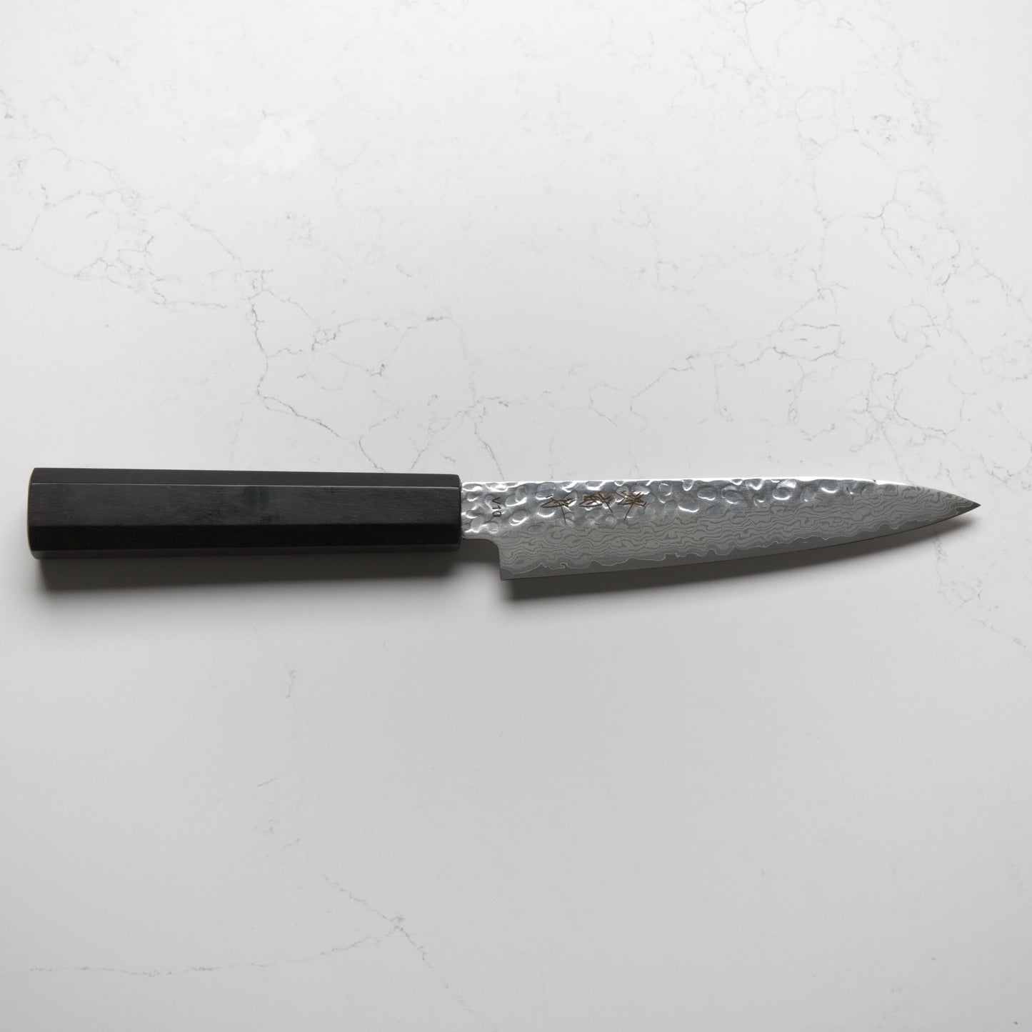 Sakai Kikumori VG10 Tsuchime Damascus Petty 150mm - Ebony Mono