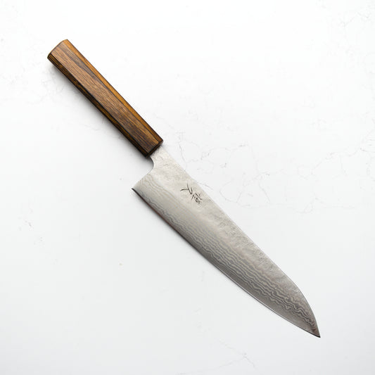 Tsunehisa 440C Damascus Tsuchime Gyuto 210mm - Oak