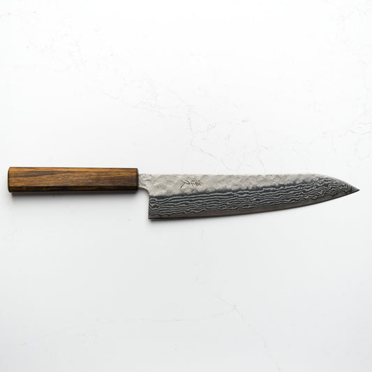 Tsunehisa 440C Damascus Tsuchime Gyuto 210mm - Oak