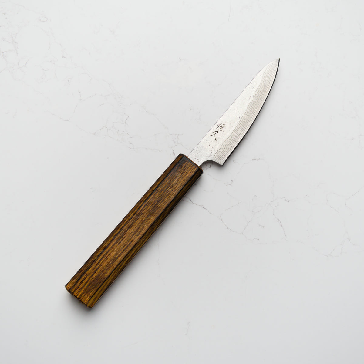 Tsunehisa 440C Damascus Tsuchime Petty 80mm - Oak
