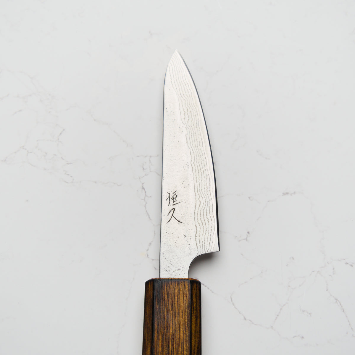 Tsunehisa 440C Damascus Tsuchime Petty 80mm - Oak