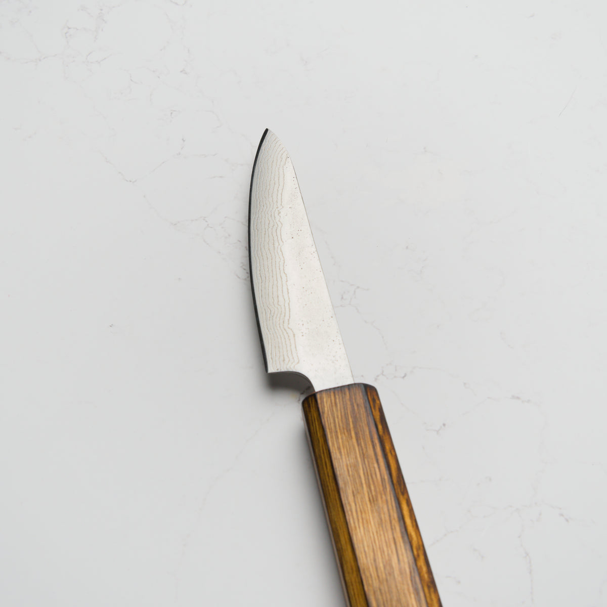 Tsunehisa 440C Damascus Tsuchime Petty 80mm - Oak
