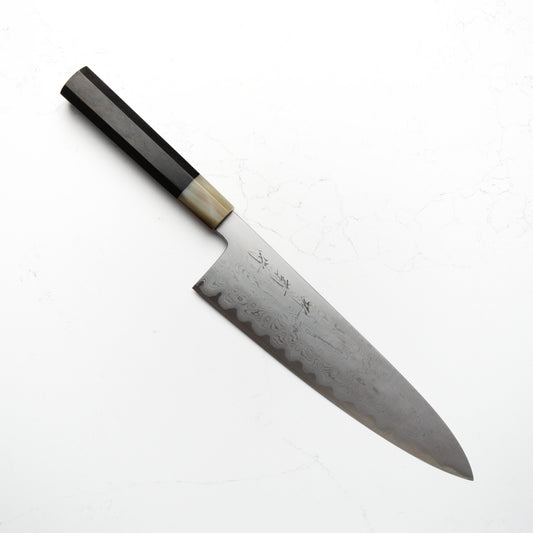Satoshi Nakagawa Blue 1 Damascus Gyuto 240mm Tall - Ebony & Blonde