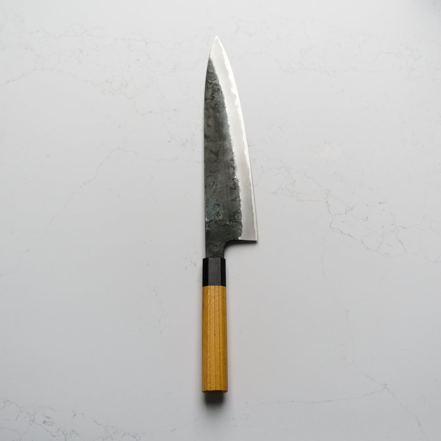 Morihei Hisamoto White 2 Kurouchi Tall Gyuto 240mm - Keyaki Zelkova - Blade & Board