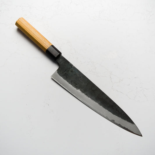 Morihei Hisamoto White 2 Kurouchi Tall Gyuto 240mm - Keyaki Zelkova - Blade & Board