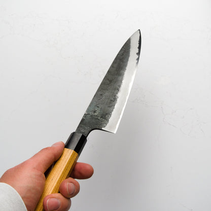 Morihei Hisamoto White 2 Kurouchi Tall Gyuto 240mm - Keyaki Zelkova - Blade & Board