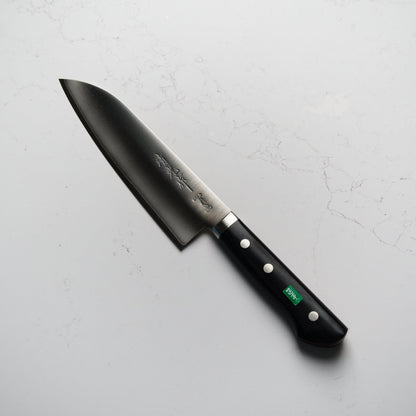 Morihei Kiyomitsu 140 Santoku 165mm - Pakkawood Handle - Blade & Board