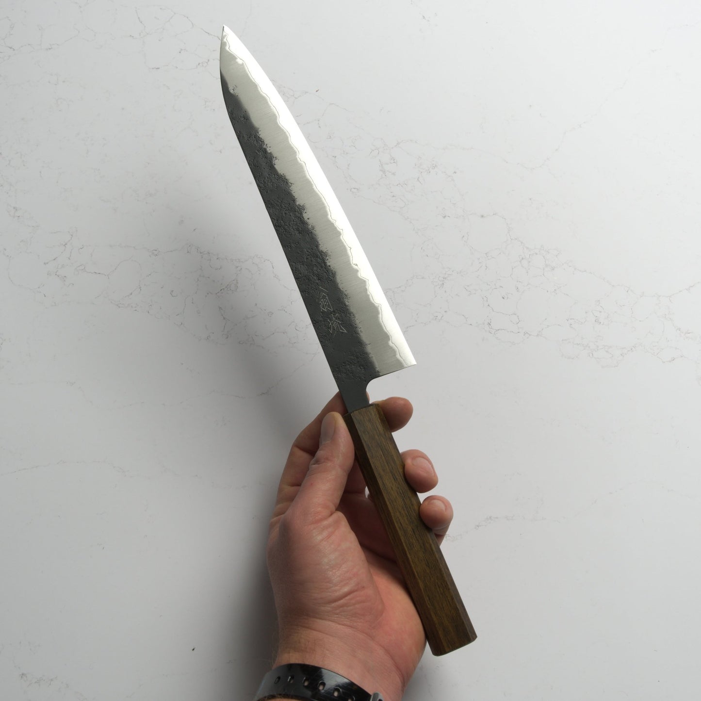 OUL Black Nashiji Aogami Super Gyuto 240 - Blade & Board