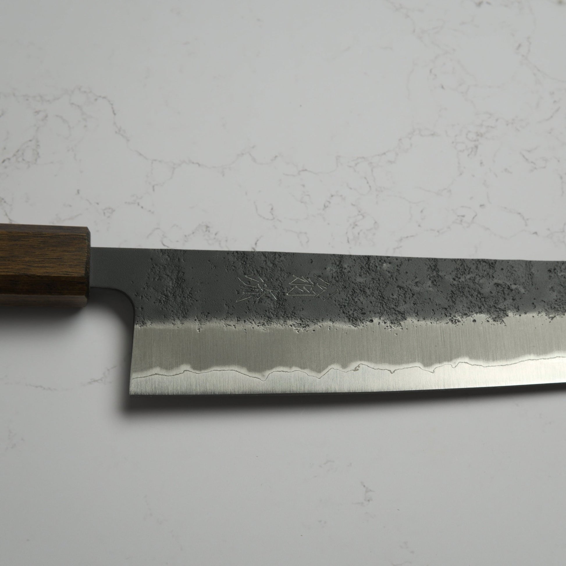 OUL Black Nashiji Aogami Super Gyuto 240 - Blade & Board