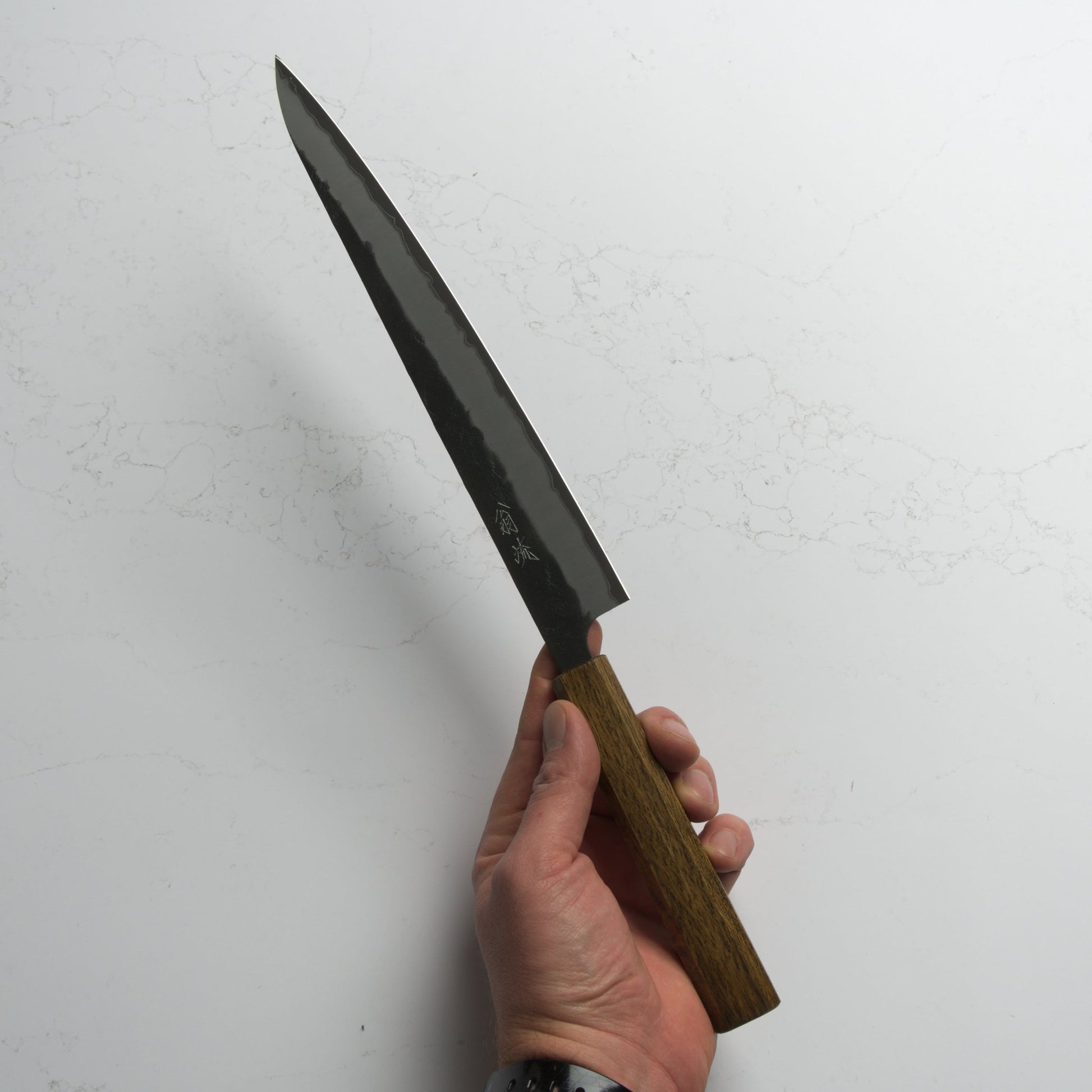 OUL Black Nashiji Aogami Super Sujihiki 270 - Blade & Board