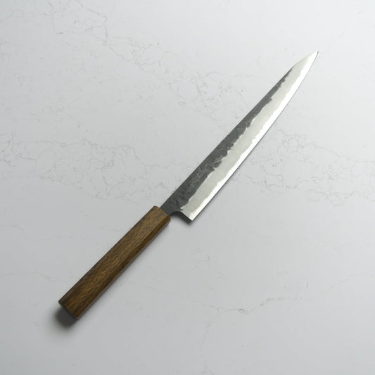 OUL Black Nashiji Aogami Super Sujihiki 270 - Blade & Board