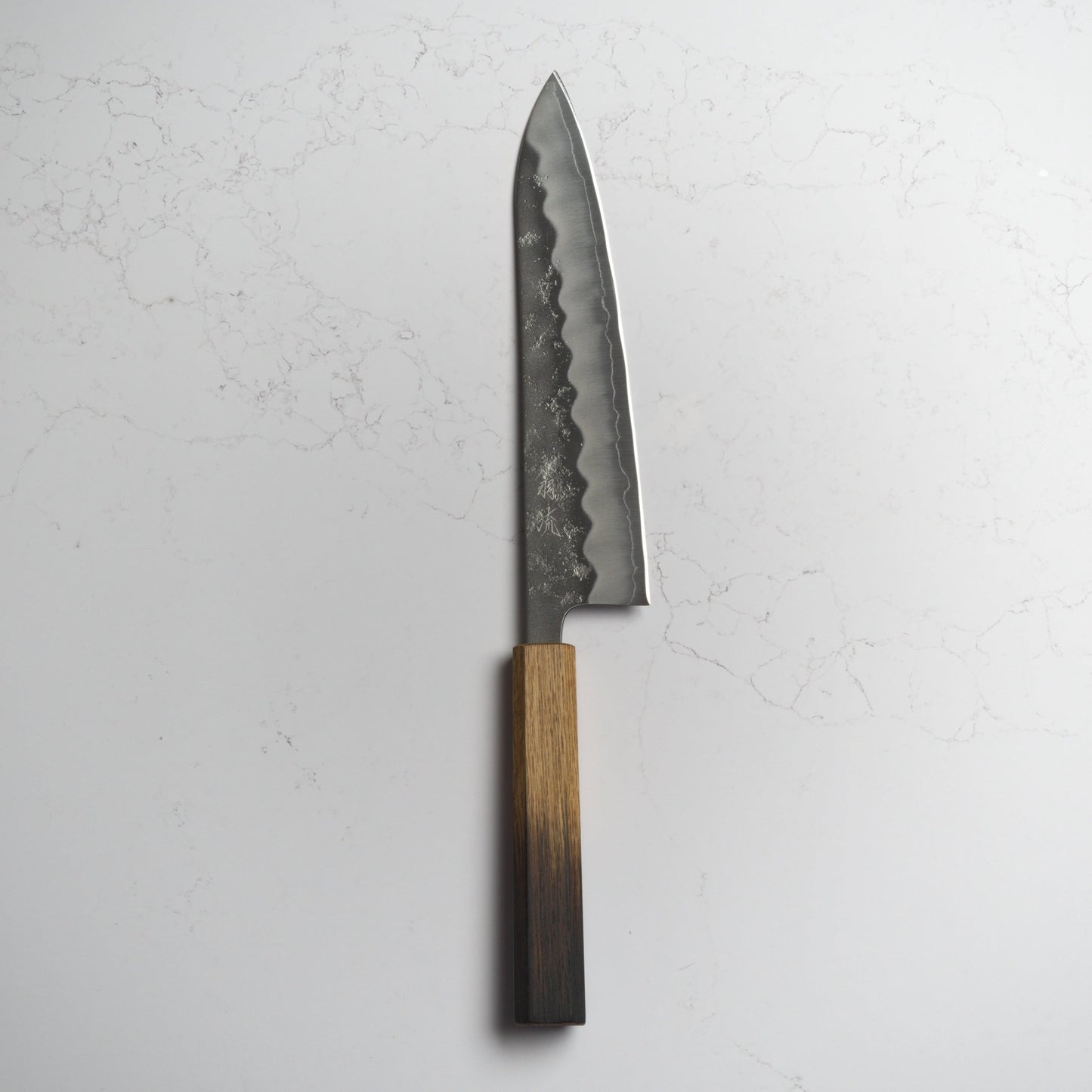 OUL Nashiji Ginsan Gyuto 210 - Burnt Oak Handle - Blade & Board