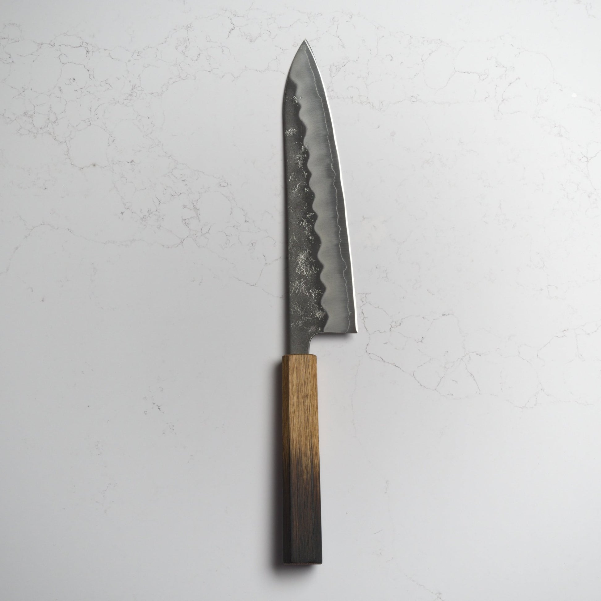OUL Nashiji Ginsan Gyuto 210 - Burnt Oak Handle - Blade & Board