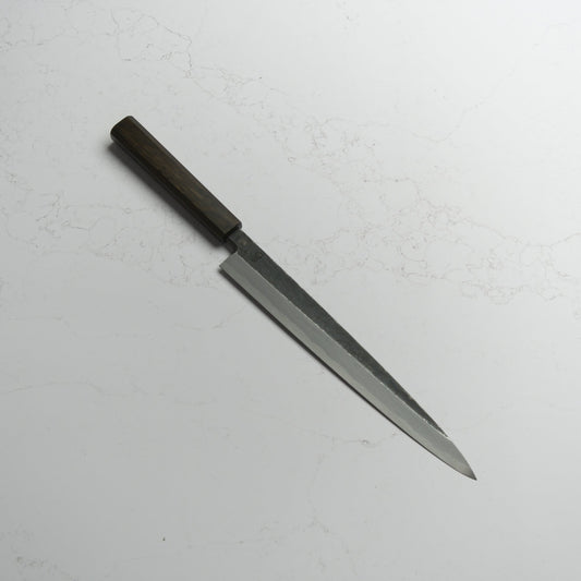 Sakai Kikumori Kikuzuki Kuro Yanagiba 270mm - Blade & Board