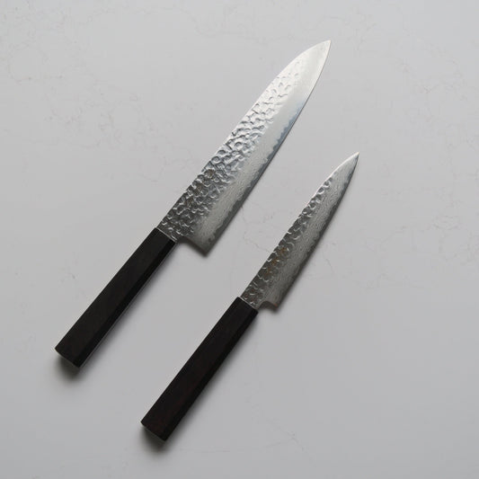 Sakai Kikumori VG10 Damascus Set - Gyuto, Petty - Blade & Board