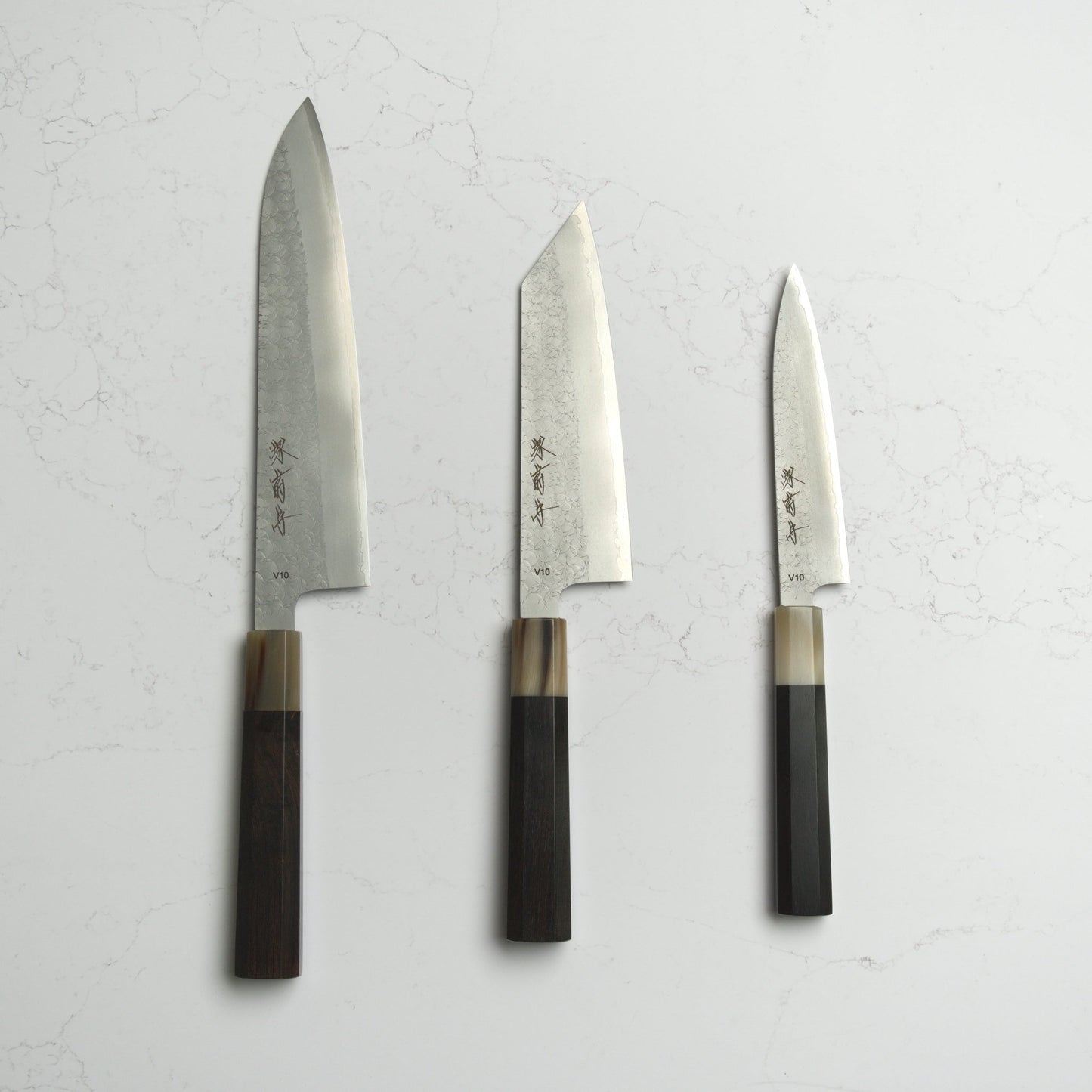 Sakai Kikumori VG10 Set - Gyuto, Bunka, Petty - Blade & Board