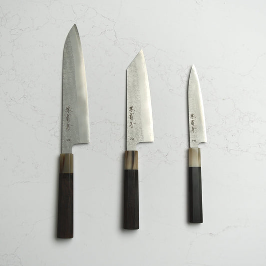 Sakai Kikumori VG10 Set - Gyuto, Bunka, Petty - Blade & Board