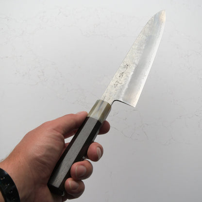 Satoshi Nakagawa Ginsan Tsuchime Gyuto 210mm - Ebony & Blonde - Blade & Board