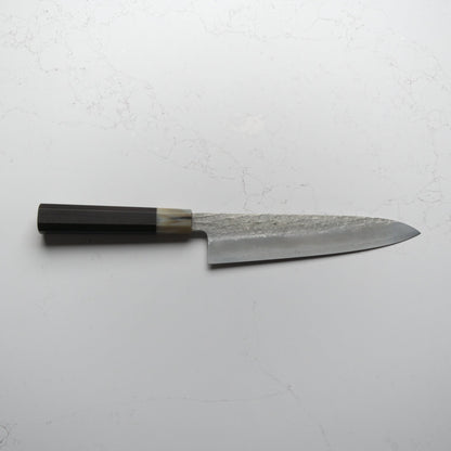Satoshi Nakagawa Ginsan Tsuchime Gyuto 210mm - Ebony & Blonde - Blade & Board