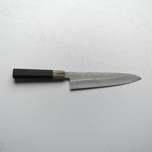 Satoshi Nakagawa Ginsan Tsuchime Gyuto 210mm - Ebony & Blonde - Blade & Board
