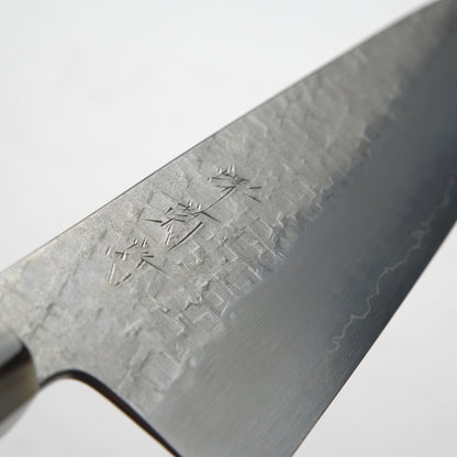 Satoshi Nakagawa Ginsan Tsuchime Gyuto 240mm - Ebony & Blonde - Blade & Board