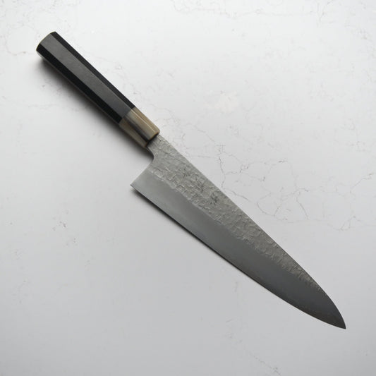 Satoshi Nakagawa Ginsan Tsuchime Gyuto 240mm - Ebony & Blonde - Blade & Board