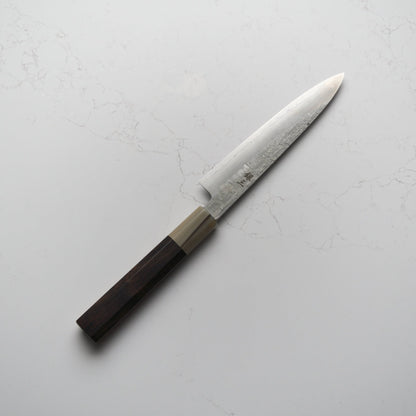 Satoshi Nakagawa Ginsan Tsuchime Petty 150mm - Ebony & Blonde - Blade & Board
