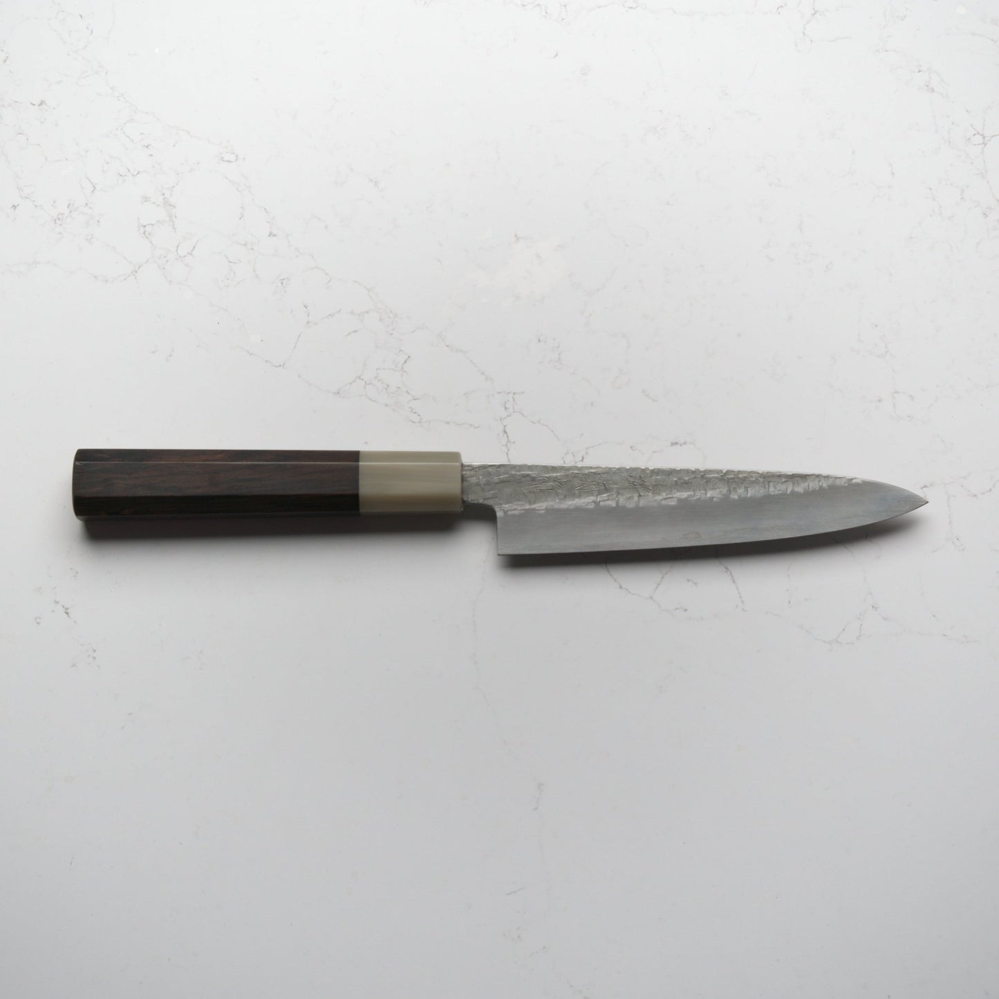 Satoshi Nakagawa Ginsan Tsuchime Petty 150mm - Ebony & Blonde - Blade & Board