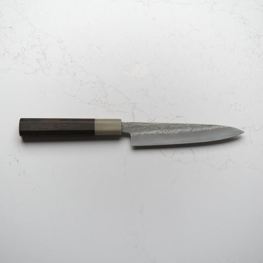 Satoshi Nakagawa Ginsan Tsuchime Petty 150mm - Ebony & Blonde - Blade & Board