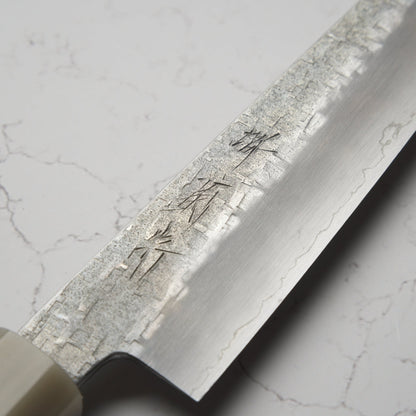 Satoshi Nakagawa Ginsan Tsuchime Petty 150mm - Ebony & Blonde - Blade & Board