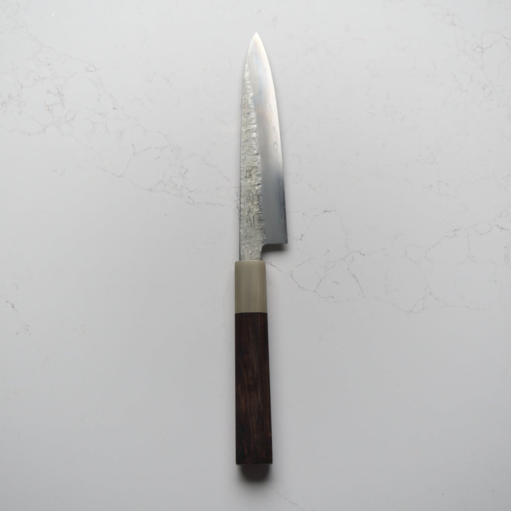 Satoshi Nakagawa Ginsan Tsuchime Petty 150mm - Ebony & Blonde - Blade & Board