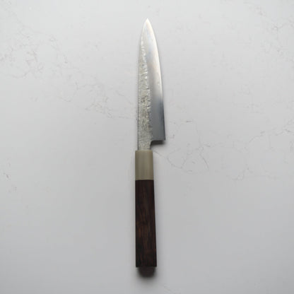 Satoshi Nakagawa Ginsan Tsuchime Petty 150mm - Ebony & Blonde - Blade & Board