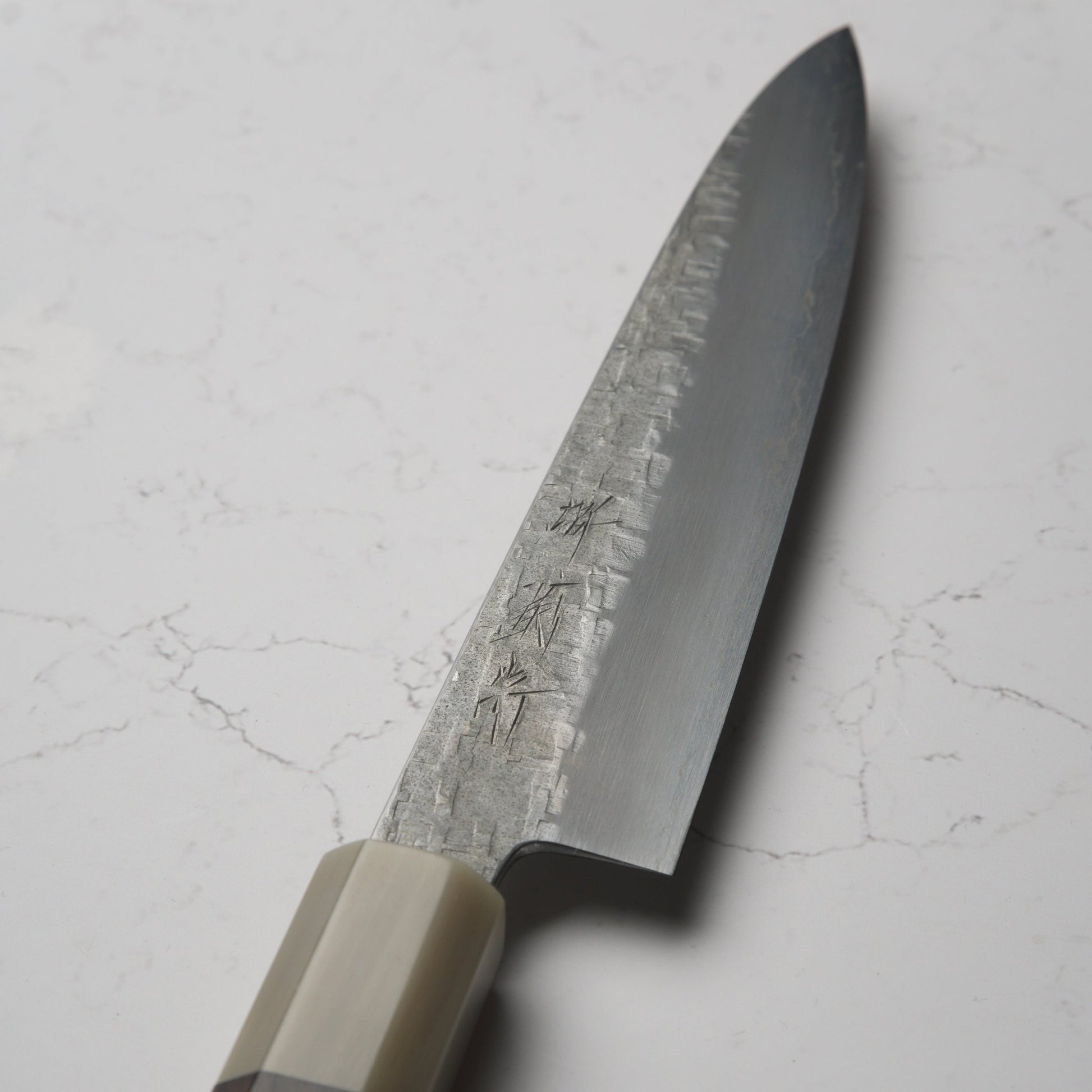 Satoshi Nakagawa Ginsan Tsuchime Petty 150mm - Ebony & Blonde - Blade & Board